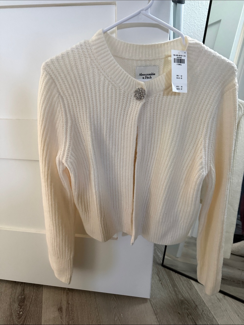 Abercrombie & Fitch Cream Ribbed Single-Button Cardigan